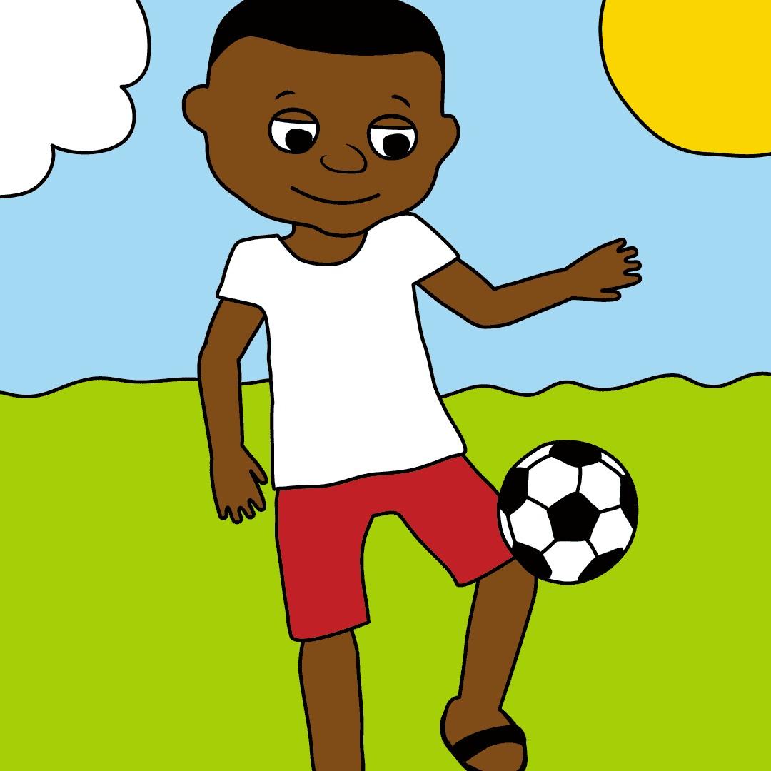 Boy playing football.