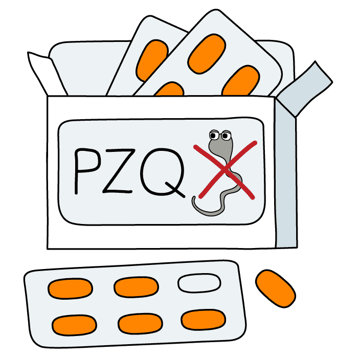 PZQ pill packet.